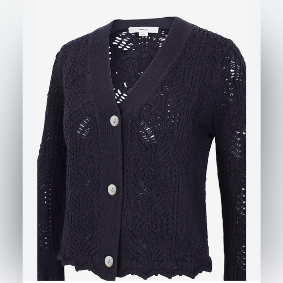 Vince Open Stitch Cardigan in Coastal Blue - Picture 2 of 7